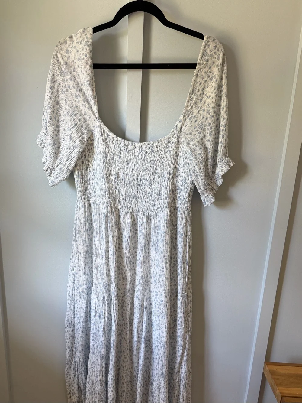 Abercrombie & Fitch Light Blue Floral Smocked Midi Dress